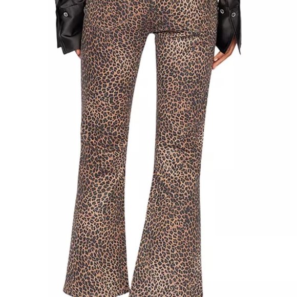 FRAME le Crop Mini Coated Bootcut Jeans in Leopard NEW - Picture 4 of 4